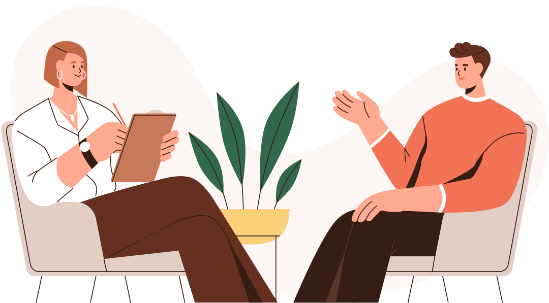 illustration of psychiatrist sitting with a client